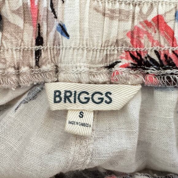 Briggs Linen Pants Womens Size Small Cream Floral Causal Pull On Tropical Travel - Picture 6 of 9